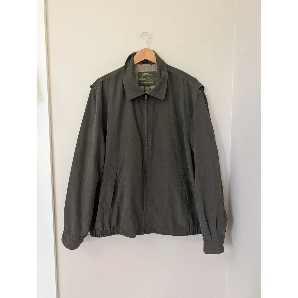 Vintage Orvis Signature Mens XL‎ Bomber Jacket Green Brown 90s Old Money